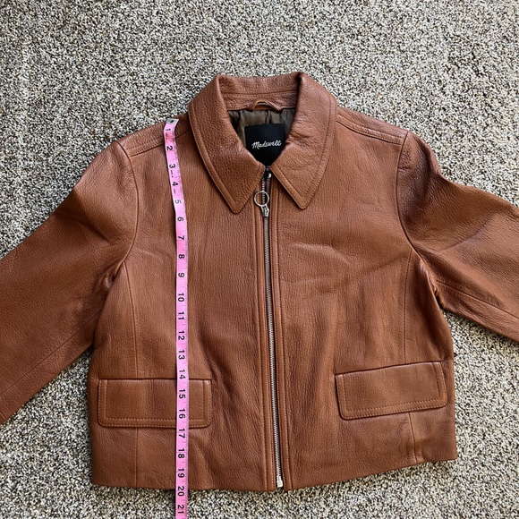 Madewell NWT shrunken zip-front leather jacket in cedar - Picture 5 of 11